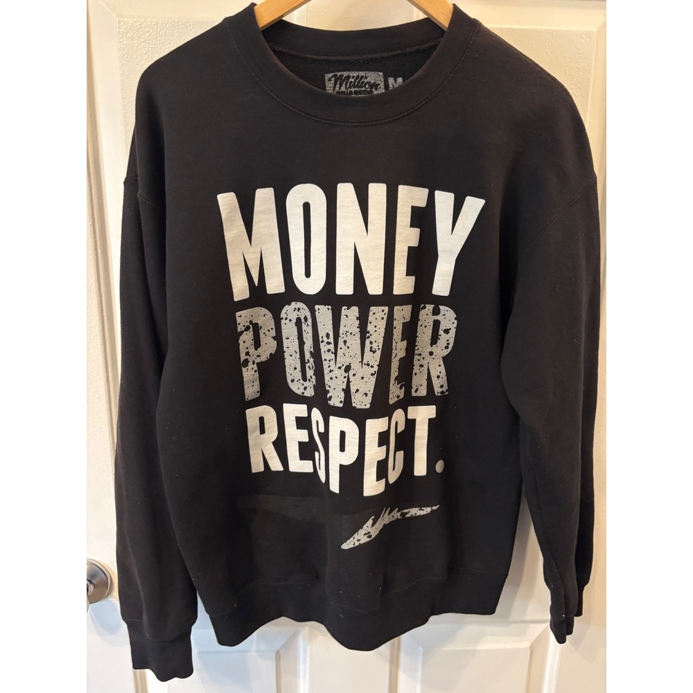 Million Dolla Motive Mens Money Power Respect Sweatshirt Black Graphic ~ Size M